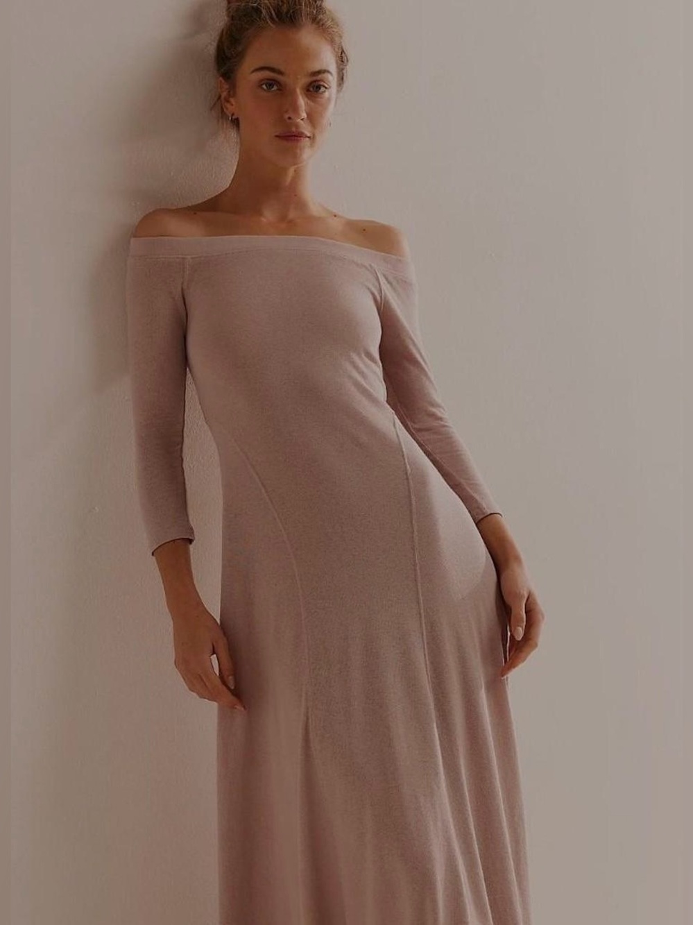 Free People Beach Carrie Midi Dress Taupe fit & flare size small